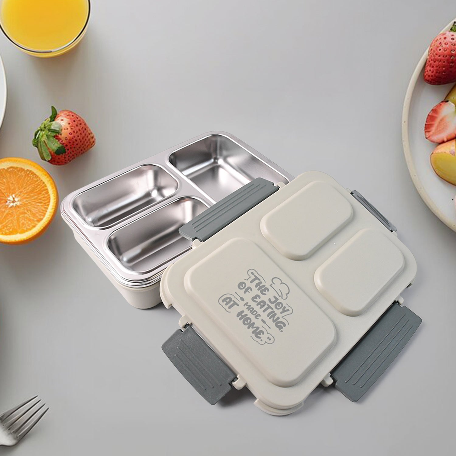 3-Compartment Stainless Steel Lunch Box (1 Pc) 3-Compartment Stainless Steel Lunch Box (1 Pc)